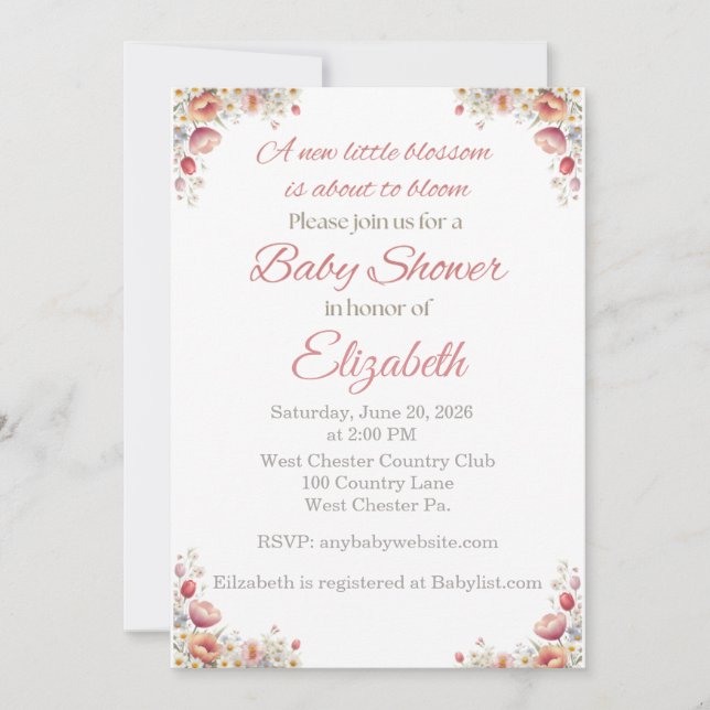 Blossom Baby Shower Invitation (Front)