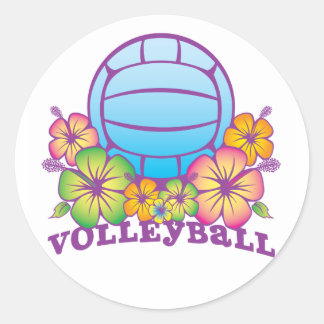 Blossom Beach Volleyball Classic Round Sticker