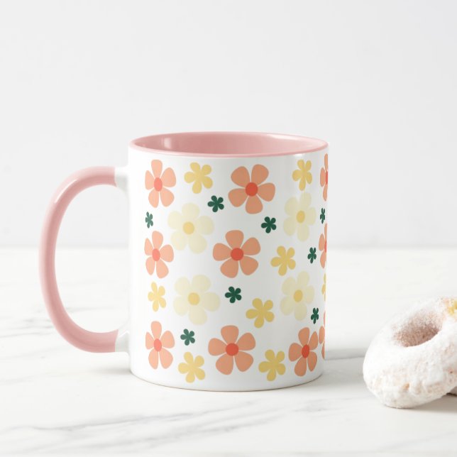 Blossom Beauty Floral Coffee Mug - Sip in Elegance (With Donut)