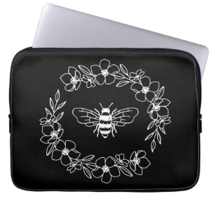 Blossom Bee Wreath in White Laptop Sleeve