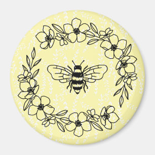 Blossom Bee Wreath Yellow Floral Magnet