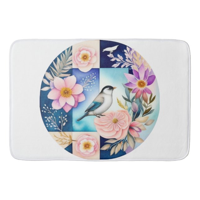 Blossom & Bird  Bath Mat (Front)