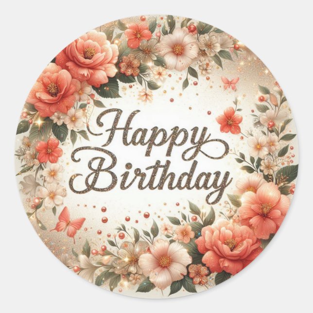 Blossom Birthday Wishes sticker (Front)