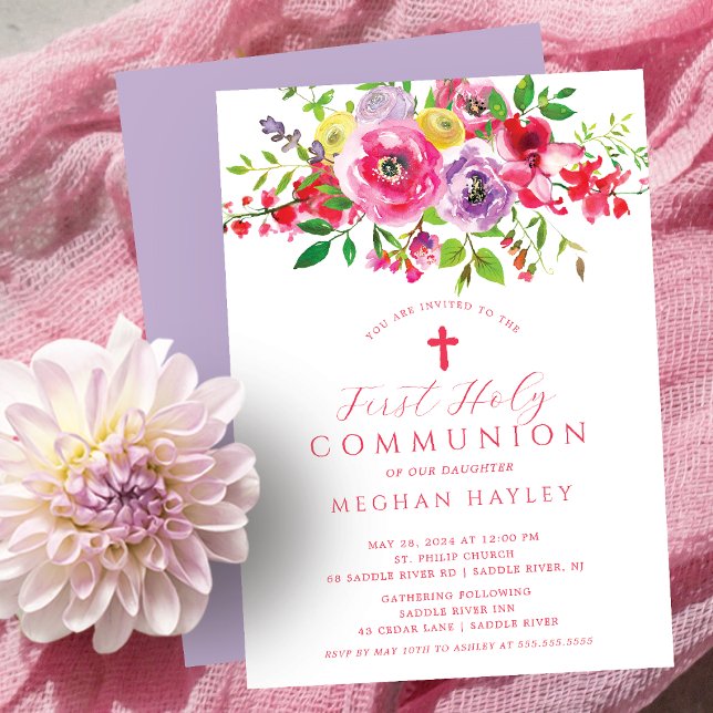 Blossom Blessings First Communion Invitation (Creator Uploaded)
