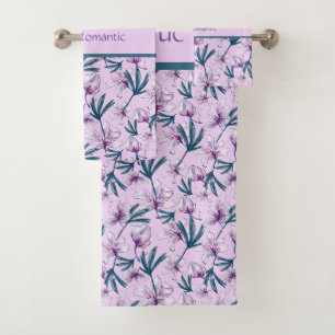 Blossom Bliss on Soft Purple Bath Towel Set