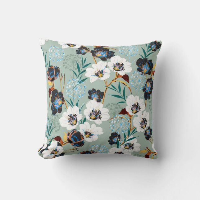 Blossom Botanical Vintage Floral Pattern Cushion (Front)