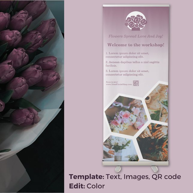 Blossom Brilliance: Customisable Florist Workshop  Retractable Banner (Blossom Brilliance: Customizable Florist Workshop Retractable Banner)