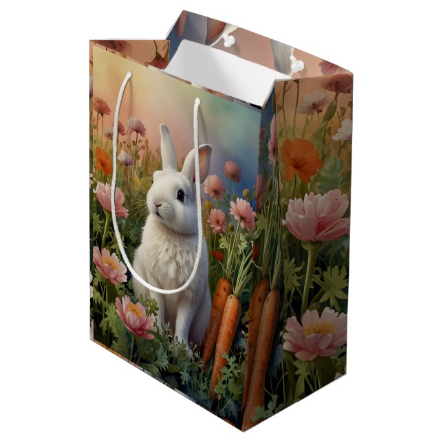 Blossom Bunny & Carrot  Medium Gift Bag (Back Angled)