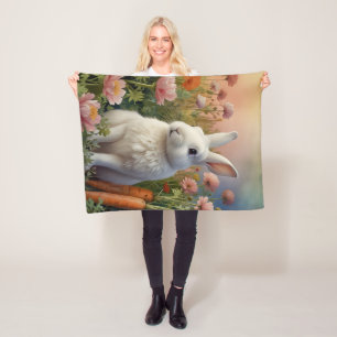Blossom Bunny & Carrot Patch  Fleece Blanket
