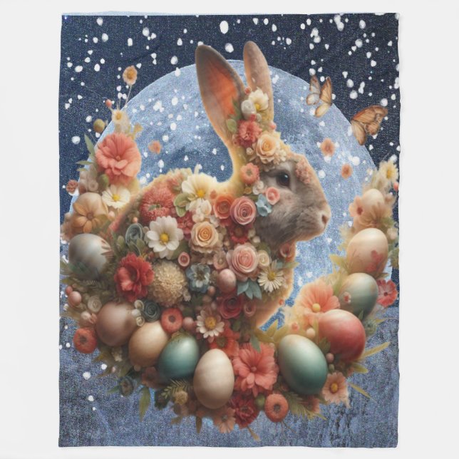 Blossom Bunny Easter  Fleece Blanket (Front)