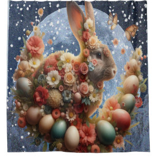 Blossom Bunny Easter Shower Curtain