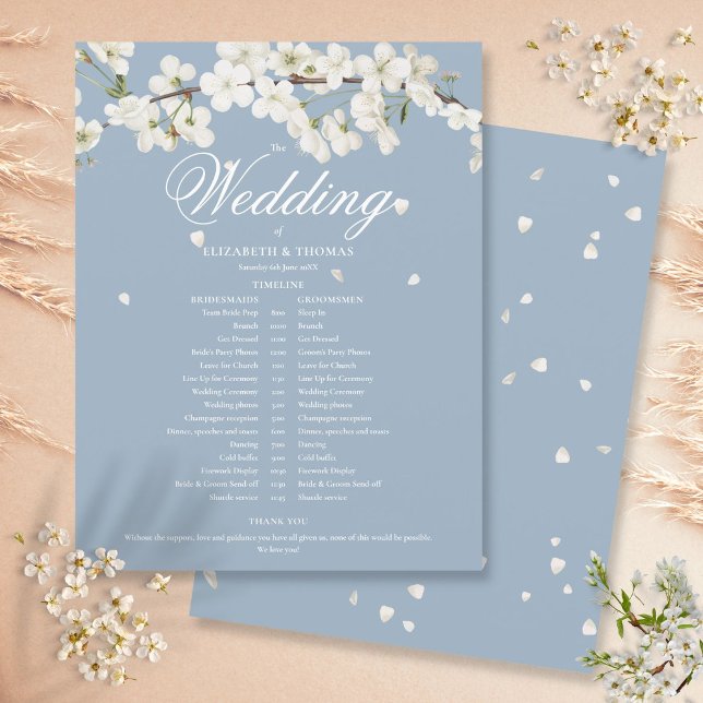 Blossom Dusty Blue Wedding Schedule Timeline (Creator Uploaded)
