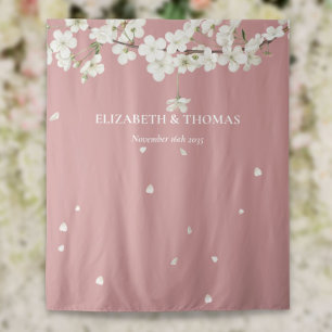 Blossom Floral Dusty Rose Wedding Photo Backdrop Tapestry