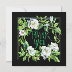 Blossom flowers black Thank You Card