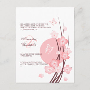 Blossom Flowers Butterflies Wedding Announcement 2