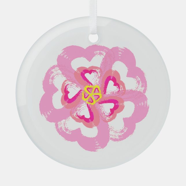 Blossom Hearts Glass Ornament (Front)