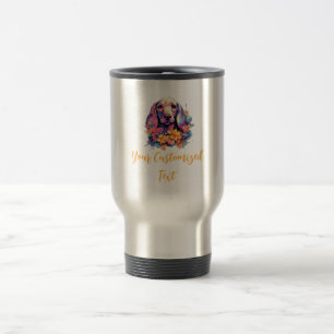 Blossom Hues around Dachshund Charm Travel Mug