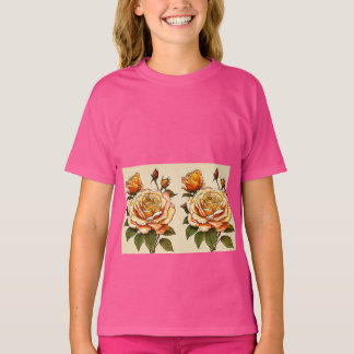 "Blossom in Style: Rose Skater Girls' T-Shirt for