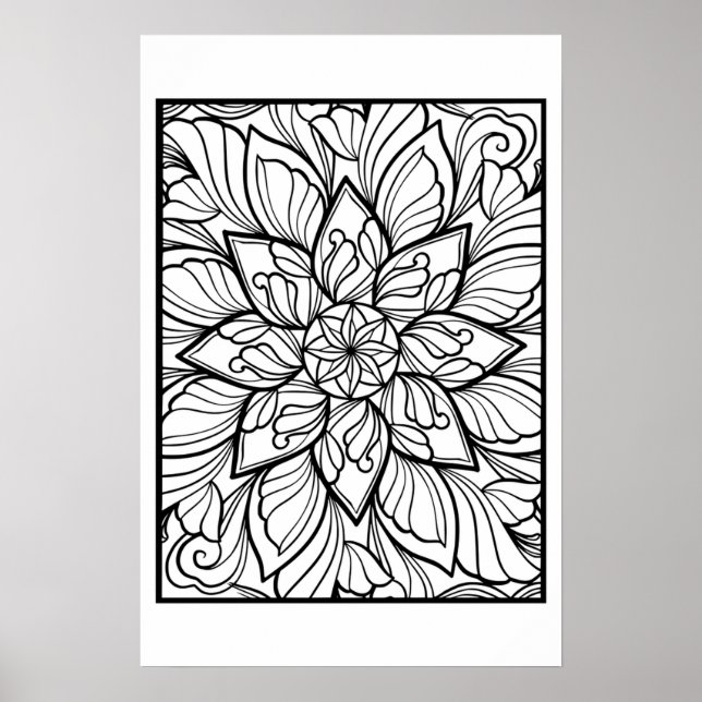 Blossom in Tranquility - A DIY Coloring Poste Poster (Front)