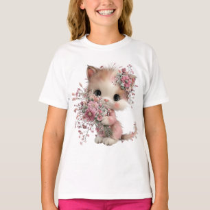 “Blossom Kitty” Cute Cat T‑Shirt T-Shirt