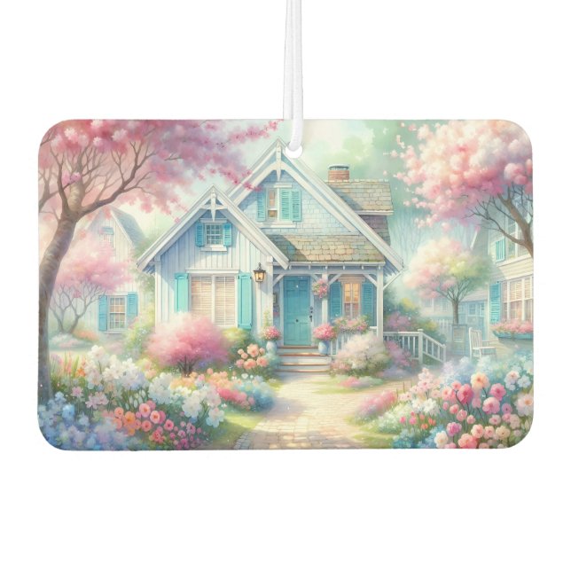Blossom Lane Blue Cottage Garden Car Air Freshener (Front)