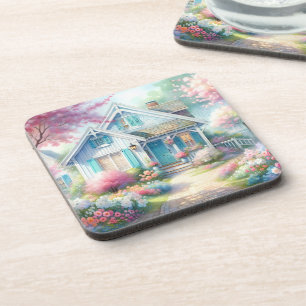 Blossom Lane Blue Cottage Garden Coaster