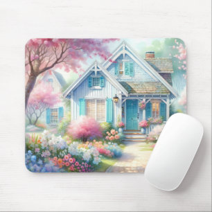 Blossom Lane Blue Cottage Garden Mouse Mat