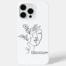 Blossom Line Art Woman Head Elegant Minimal Black