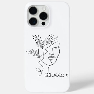 Blossom Line Art Woman Head Elegant Minimal Black iPhone 15 Pro Max Case