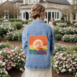 BLOSSOM NATURE MOUNTAIN DRAGON DENIM JACKET