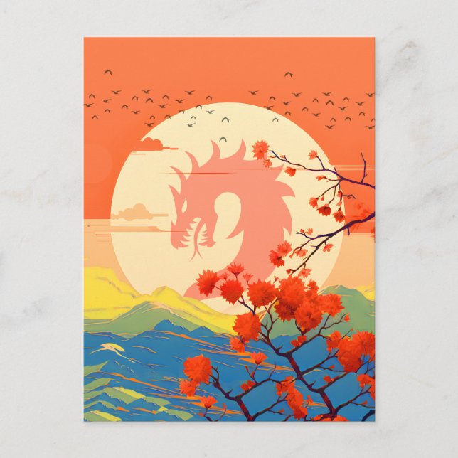 BLOSSOM NATURE MOUNTAIN DRAGON  POSTCARD (Front)