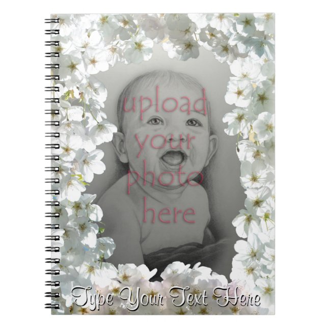 Blossom Notebook Personalise White Flowers Book (Front)