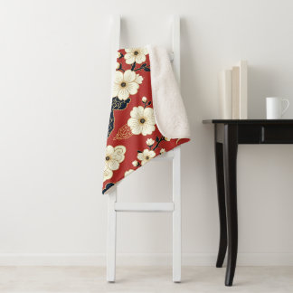 Blossom Nouveau | Elegant Floral Art Sherpa Blanket