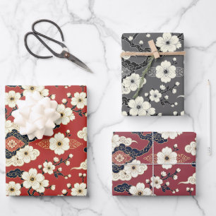 Blossom Nouveau Elegant Floral Mixed Set of Wrapping Paper Sheet