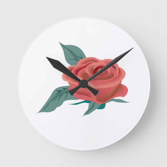 Blossom of rose flower round clock (Front)