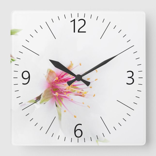 Blossom of the almond tree square wall clock (Front)