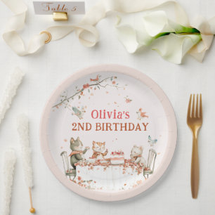 Blossom Party with Cats Paper Plate