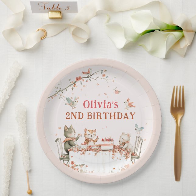 Blossom Party with Cats Paper Plate (Wedding)
