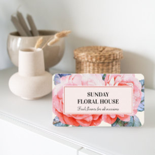 Blossom Peony Watercolor Flower Feminine Business Card