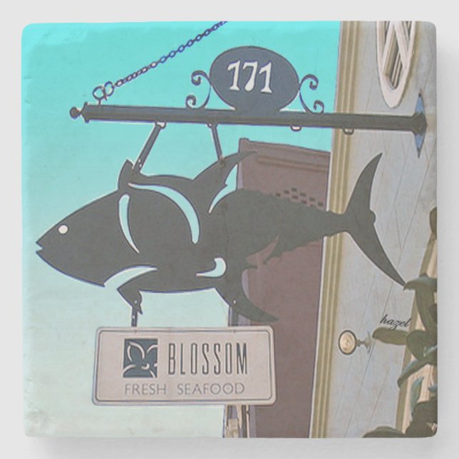 Blossom Restaurant Charleston, SC. Stone Coaster (Front)