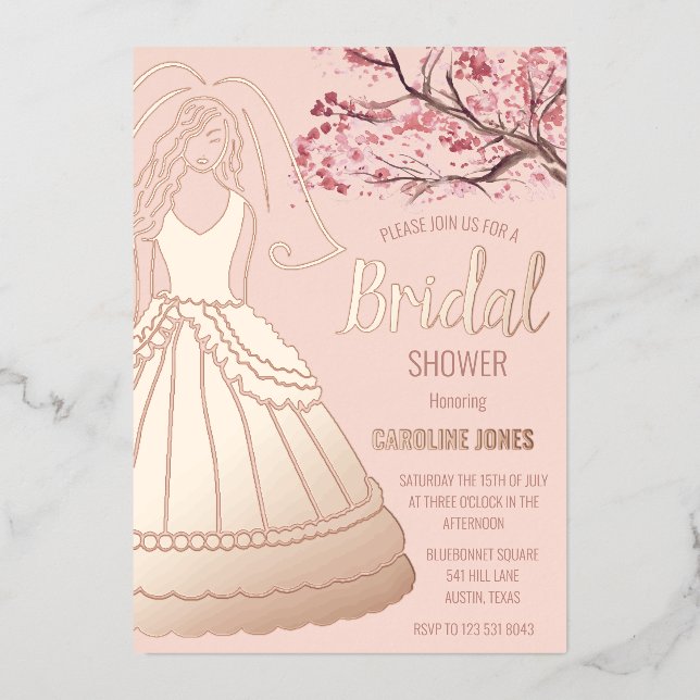 Blossom Rose Gold Foil Floral Dress Bridal Shower (Front)