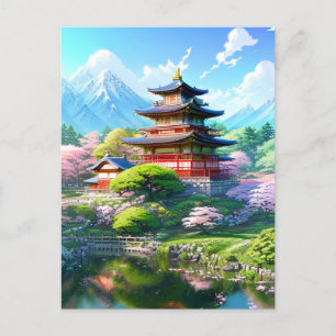 Blossom Serenity at Japanese Temple Postcard