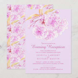 Blossom spring light purple evening reception invitation