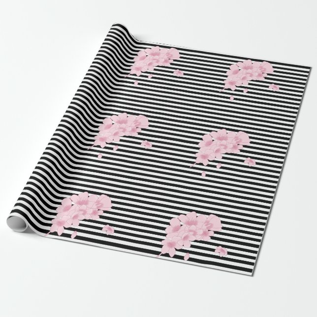 Blossom Stripe Wrapping Paper (Unrolled)