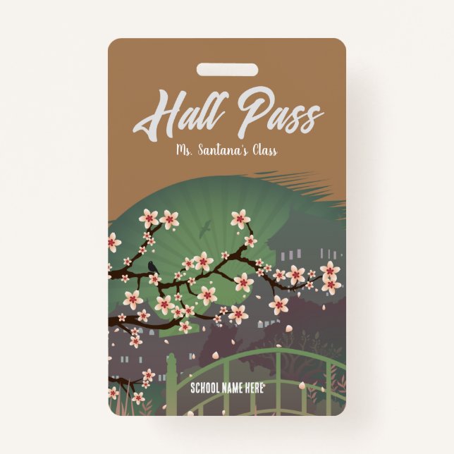 Blossom Sundown Hall Pass Badge ID Badge (Front)