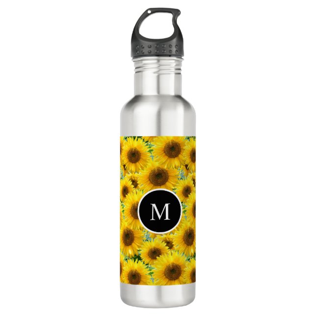 Blossom Sunflowers and Monogram 710 Ml Water Bottle (Front)