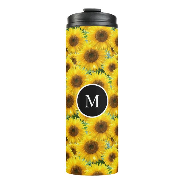 Blossom Sunflowers and Monogram Thermal Tumbler (Front)