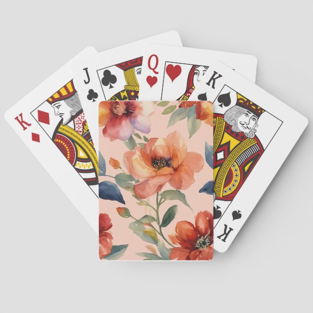 Blossom Symphony: Multicolor Floral Design" Playing Cards (Back)