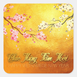 Blossom Tet Hoa Anh Dao Vietnamese New Year SqS Square Sticker