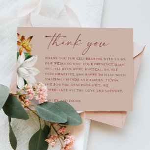 Blossom vintage camellia. Pale pink floral wedding Thank You Card